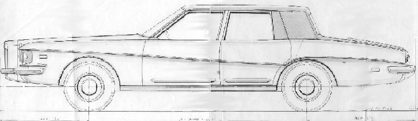 1976 sedan, design sketch by Paolo Martin