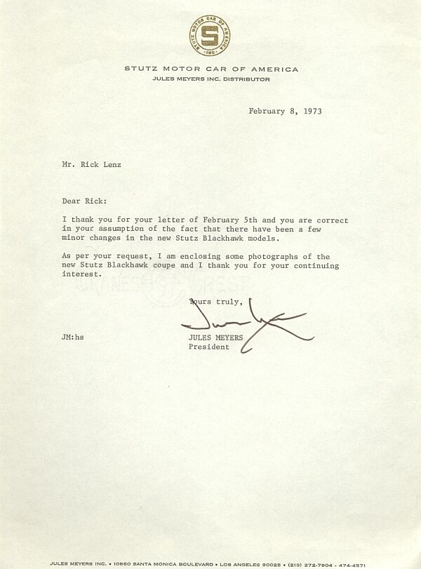Jules Meyers' letter